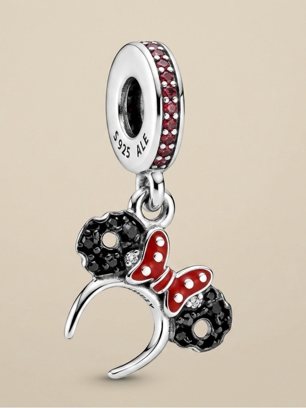 Sterling Silver Minnie Mouse Red & Black Dangle Charm - Pandora